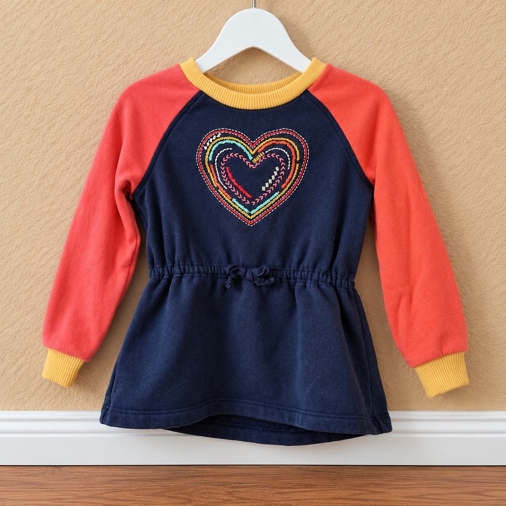 Kids Headquarters Vintage Girls 24M Colorblock Heart Embroidered Tunic Top